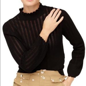 J.Crew Pointelle Ruffle Mock Neck Sweater